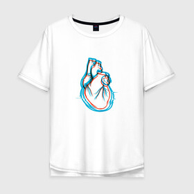 Мужская футболка хлопок Oversize с принтом 3D эффект | Биение сердца в Санкт-Петербурге, 100% хлопок | свободный крой, круглый ворот, “спинка” длиннее передней части | Тематика изображения на принте: 3д | anaglyph | art | blue | cardio | focus | heart | heartbeat | love | real heart | red | анаглиф | арт | глитч | глич | иллюстрация | кардио | кардиограмма | клапаны | красный | любовь | настоящее сердце | рисунок | сердце | синий