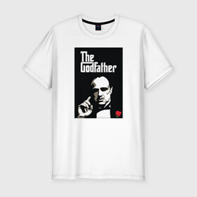 Мужская футболка хлопок Slim с принтом Вито Корлеоне в Санкт-Петербурге, 92% хлопок, 8% лайкра | приталенный силуэт, круглый вырез ворота, длина до линии бедра, короткий рукав | godfather | кино | крестный отец | фильм
