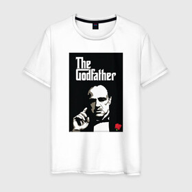 Мужская футболка хлопок с принтом Вито Корлеоне в Санкт-Петербурге, 100% хлопок | прямой крой, круглый вырез горловины, длина до линии бедер, слегка спущенное плечо. | godfather | кино | крестный отец | фильм