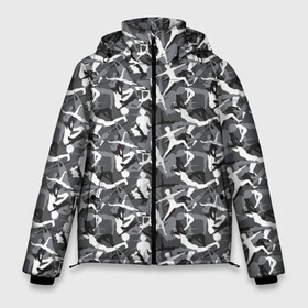 Мужская зимняя куртка 3D с принтом Гимнастика в Санкт-Петербурге, верх — 100% полиэстер; подкладка — 100% полиэстер; утеплитель — 100% полиэстер | длина ниже бедра, свободный силуэт Оверсайз. Есть воротник-стойка, отстегивающийся капюшон и ветрозащитная планка. 

Боковые карманы с листочкой на кнопках и внутренний карман на молнии. | Тематика изображения на принте: sport | гимнастика | зож | йога | легкая атлетика | пластика | спорт | спортсмен | физкультура | фитнес