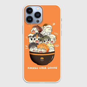 Чехол для iPhone 13 Pro Max с принтом Karasu kake gohan | Haikyuu в Санкт-Петербурге,  |  | Тематика изображения на принте: anime | haikyu | haikyuu | karasuno | manga | аниме | асахи азумане | волейбол | волейбольный клуб | вороны | карасуно | коши сугавара | манга | рюноске танака | старшая школа | тобио кагеяма | хаику | хаикую | шоё хината