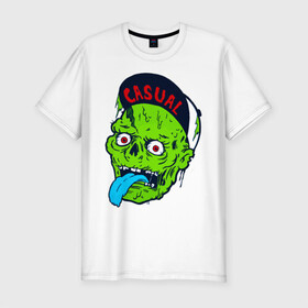 Мужская футболка хлопок Slim с принтом Zombie casual в Санкт-Петербурге, 92% хлопок, 8% лайкра | приталенный силуэт, круглый вырез ворота, длина до линии бедра, короткий рукав | bmx | зомби | скейтер | урбан