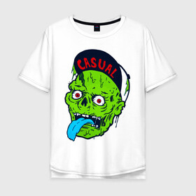 Мужская футболка хлопок Oversize с принтом Zombie casual в Санкт-Петербурге, 100% хлопок | свободный крой, круглый ворот, “спинка” длиннее передней части | Тематика изображения на принте: bmx | зомби | скейтер | урбан
