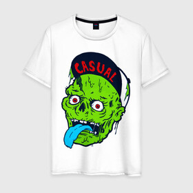 Мужская футболка хлопок с принтом Zombie casual в Санкт-Петербурге, 100% хлопок | прямой крой, круглый вырез горловины, длина до линии бедер, слегка спущенное плечо. | bmx | зомби | скейтер | урбан