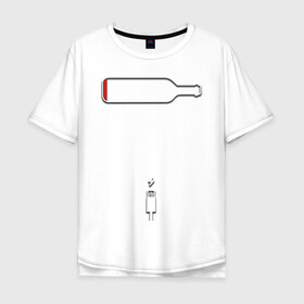 Мужская футболка хлопок Oversize с принтом Требуется подзарядка! в Санкт-Петербурге, 100% хлопок | свободный крой, круглый ворот, “спинка” длиннее передней части | бутылка | вино | зарядка | разряд