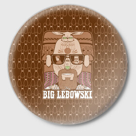 Значок с принтом The Big Lebowski в Санкт-Петербурге,  металл | круглая форма, металлическая застежка в виде булавки | Тематика изображения на принте: donny | dude | jeff bridges | the big lebowski | walter sobchak | большой лебовский | боулинг | вальтер собчак | джефф бриджес | донни | заяц | кегли | кролик | фильм | чувак