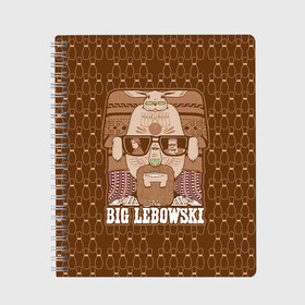 Тетрадь с принтом The Big Lebowski в Санкт-Петербурге, 100% бумага | 48 листов, плотность листов — 60 г/м2, плотность картонной обложки — 250 г/м2. Листы скреплены сбоку удобной пружинной спиралью. Уголки страниц и обложки скругленные. Цвет линий — светло-серый
 | Тематика изображения на принте: donny | dude | jeff bridges | the big lebowski | walter sobchak | большой лебовский | боулинг | вальтер собчак | джефф бриджес | донни | заяц | кегли | кролик | фильм | чувак