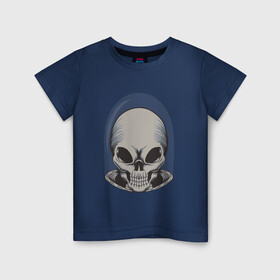 Детская футболка хлопок с принтом Череп инопланетянина в Санкт-Петербурге, 100% хлопок | круглый вырез горловины, полуприлегающий силуэт, длина до линии бедер | skull | балончики | в кепке | граффити | скелет | урбан | хип хоп | хипстер | череп | черепушка