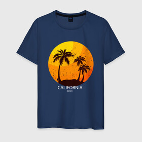 Мужская футболка хлопок с принтом Лето, пальмы, Калифорния в Санкт-Петербурге, 100% хлопок | прямой крой, круглый вырез горловины, длина до линии бедер, слегка спущенное плечо. | beach | california | club | palm | party | sea | summer | tropical | вечеринка | волны | жара | калифорния | летние | лето | море | пальмы | пляж | тропический