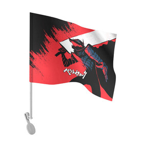 Флаг для автомобиля с принтом БЕРСЕРК red (красный) в Санкт-Петербурге, 100% полиэстер | Размер: 30*21 см | anime | berserk | аниме | берсерк | бесерк | гатс | гриффит | комикс | манга | мультфильм