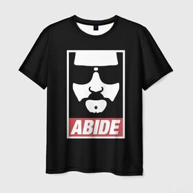 Мужская футболка 3D с принтом ABIDE Большой Лебовский в Санкт-Петербурге, 100% полиэфир | прямой крой, круглый вырез горловины, длина до линии бедер | abide | jeff bridges | the big lebowski | большой лебовский | джефф бриджес