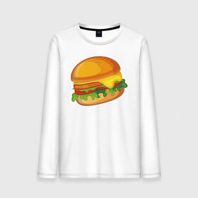 Мужской лонгслив хлопок с принтом My Burger в Санкт-Петербурге, 100% хлопок |  | cheeseburger | бургер | вредная еда | гамбургер | иллюстрация