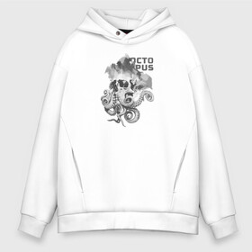 Мужское худи Oversize хлопок с принтом OCTOPUS SKULL в Санкт-Петербурге, френч-терри — 70% хлопок, 30% полиэстер. Мягкий теплый начес внутри —100% хлопок | боковые карманы, эластичные манжеты и нижняя кромка, капюшон на магнитной кнопке | монстр | морской | осьминог | пират | скелет | тату | татуировка | череп | щупальцы