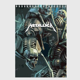 Скетчбук с принтом Metallica Metal Skull в Санкт-Петербурге, 100% бумага
 | 48 листов, плотность листов — 100 г/м2, плотность картонной обложки — 250 г/м2. Листы скреплены сверху удобной пружинной спиралью | american | james hetfield | kirk hammett | metal band | metallica | music | mystic | rock | американская | джеймс хетфилд | металлика | музыка | рок | скилет | череп
