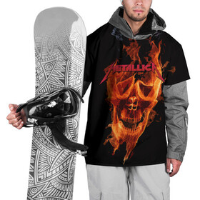Накидка на куртку 3D с принтом Metallica Flame в Санкт-Петербурге, 100% полиэстер |  | american | james hetfield | kirk hammett | metal band | metallica | music | mystic | rock | американская | джеймс хетфилд | металлика | музыка | рок | скилет | череп