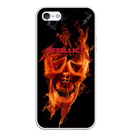 Чехол для iPhone 5/5S матовый с принтом Metallica Flame в Санкт-Петербурге, Силикон | Область печати: задняя сторона чехла, без боковых панелей | american | james hetfield | kirk hammett | metal band | metallica | music | mystic | rock | американская | джеймс хетфилд | металлика | музыка | рок | скилет | череп