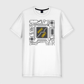 Мужская футболка хлопок Slim с принтом Radio Unit в Санкт-Петербурге, 92% хлопок, 8% лайкра | приталенный силуэт, круглый вырез ворота, длина до линии бедра, короткий рукав | radio unit | микросхема | программирование | процессор | электроника