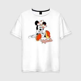 Женская футболка хлопок Oversize с принтом Minnie в Санкт-Петербурге, 100% хлопок | свободный крой, круглый ворот, спущенный рукав, длина до линии бедер
 | disney | minnie | minnie mouse | vdzabma | дисней | минни | минни маус | мышка минни