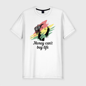 Мужская футболка хлопок Slim с принтом Bob Marley в Санкт-Петербурге, 92% хлопок, 8% лайкра | приталенный силуэт, круглый вырез ворота, длина до линии бедра, короткий рукав | bob marley | reggae | боб марли | регги