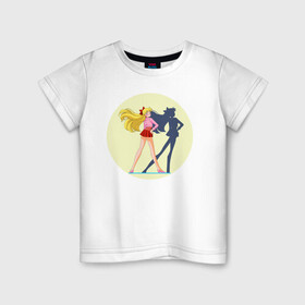 Детская футболка хлопок с принтом Сейлор Мун в Санкт-Петербурге, 100% хлопок | круглый вырез горловины, полуприлегающий силуэт, длина до линии бедер | Тематика изображения на принте: japan | воительница | волшебница | девушка | школьница
