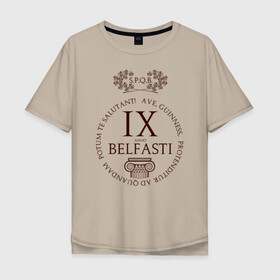 Мужская футболка хлопок Oversize с принтом Белфаст 9 лет в Санкт-Петербурге, 100% хлопок | свободный крой, круглый ворот, “спинка” длиннее передней части | belfast | spqr | белфаст | паб | рим