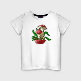 Детская футболка хлопок с принтом Мой гриб в Санкт-Петербурге, 100% хлопок | круглый вырез горловины, полуприлегающий силуэт, длина до линии бедер | art | горшок | гриб | иллюстрация | мухомор