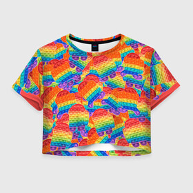 Женская футболка Crop-top 3D с принтом Pop it Among Us в Санкт-Петербурге, 100% полиэстер | круглая горловина, длина футболки до линии талии, рукава с отворотами | among us | pop it | popit | амонг ас | поп ит | поп ыт | попит | попыт | симпл | симпл димпл
