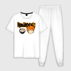 Мужская пижама хлопок с принтом Шоё Хината Haikyuu!! в Санкт-Петербурге, 100% хлопок | брюки и футболка прямого кроя, без карманов, на брюках мягкая резинка на поясе и по низу штанин
 | 10 номер | haikyu | haikyuu | hinata shoyo | karasuno | аниме | волейбол | волейбольный клуб | карасуно | коротышка | красный | мальчик мяч | манга | рыжик | старшая школа | хаикую | чиби чан | шоё хината
