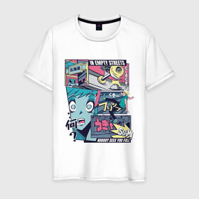 Мужская футболка хлопок с принтом Vaporwave Anime Skater Boy в Санкт-Петербурге, 100% хлопок | прямой крой, круглый вырез горловины, длина до линии бедер, слегка спущенное плечо. | anime fan | art | fail | japan | japanese | manga character | tokyo | анимация | анимешник | арт | арты | комикс | комиксы | манга | отрисовка | паровая волна | пародия | персонаж аниме | рисунок в стиле аниме | скейтер | токио