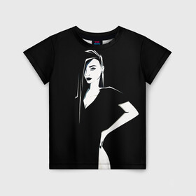 Детская футболка 3D с принтом Арт с девушкой в Санкт-Петербурге, 100% гипоаллергенный полиэфир | прямой крой, круглый вырез горловины, длина до линии бедер, чуть спущенное плечо, ткань немного тянется | готика | девушки | люди | минимализм | мода | стиль | черно белое