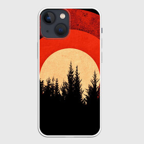 Чехол для iPhone 13 mini с принтом ЛЕСНИК 3D в Санкт-Петербурге,  |  | абстракция | закат | иллюстрация | искусство | культура | лес | последние лучи | солнце | текстура
