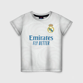 Детская футболка 3D с принтом Бензема Реал Мадрид 2021/2022 в Санкт-Петербурге, 100% гипоаллергенный полиэфир | прямой крой, круглый вырез горловины, длина до линии бедер, чуть спущенное плечо, ткань немного тянется | 2021 | 2022 | benzema | karim | madrid | real | бензема | испания | карим бензема | мадрид | новая | реал | реал мадрид | форма | футбол
