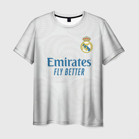 Мужская футболка 3D с принтом Бензема Реал Мадрид 2021/2022 в Санкт-Петербурге, 100% полиэфир | прямой крой, круглый вырез горловины, длина до линии бедер | 2021 | 2022 | benzema | karim | madrid | real | бензема | испания | карим бензема | мадрид | новая | реал | реал мадрид | форма | футбол