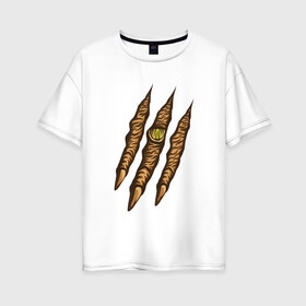 Женская футболка хлопок Oversize с принтом Когти рептилии в Санкт-Петербурге, 100% хлопок | свободный крой, круглый ворот, спущенный рукав, длина до линии бедер
 | reptile | животное | когти | пресмыкающиеся | след | царапина