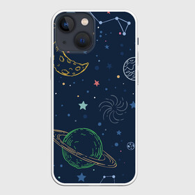 Чехол для iPhone 13 mini с принтом Космическая одиссея в Санкт-Петербурге,  |  | background | галактика | звёзды | иллюстрация | луна | планеты