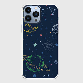 Чехол для iPhone 13 Pro Max с принтом Космическая одиссея в Санкт-Петербурге,  |  | background | галактика | звёзды | иллюстрация | луна | планеты