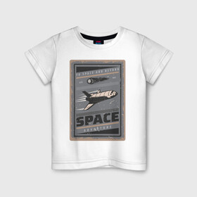 Детская футболка хлопок с принтом Космическое приключение в Санкт-Петербурге, 100% хлопок | круглый вырез горловины, полуприлегающий силуэт, длина до линии бедер | ship | астероид | галактика | иллюстрация | космический корабль