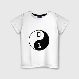 Детская футболка хлопок с принтом Инь-Ян Кодинг в Санкт-Петербурге, 100% хлопок | круглый вырез горловины, полуприлегающий силуэт, длина до линии бедер | admin | it | инь ян | ит | код | кодинг | программист | сисадмин