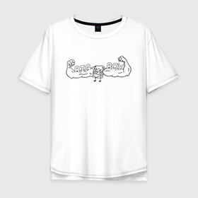 Мужская футболка хлопок Oversize с принтом BIG BOY в Санкт-Петербурге, 100% хлопок | свободный крой, круглый ворот, “спинка” длиннее передней части | большой мальчик | губка боб | качек | мышцы | спанч боб