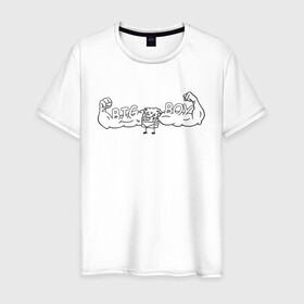 Мужская футболка хлопок с принтом BIG BOY в Санкт-Петербурге, 100% хлопок | прямой крой, круглый вырез горловины, длина до линии бедер, слегка спущенное плечо. | большой мальчик | губка боб | качек | мышцы | спанч боб