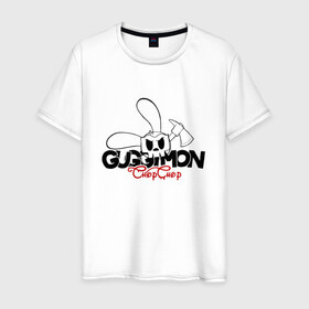 Мужская футболка хлопок с принтом Guggimon Rabbit в Санкт-Петербурге, 100% хлопок | прямой крой, круглый вырез горловины, длина до линии бедер, слегка спущенное плечо. | guggimon | superplastic | иллюстрация | кролик | логотип