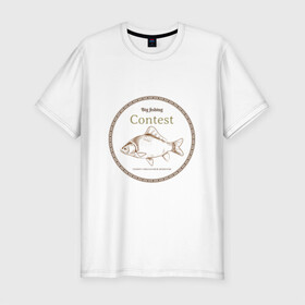 Мужская футболка хлопок Slim с принтом Большая рыбалка в Санкт-Петербурге, 92% хлопок, 8% лайкра | приталенный силуэт, круглый вырез ворота, длина до линии бедра, короткий рукав | рыба | рыбалка | соревнование