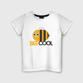 Детская футболка хлопок с принтом Bee Cool в Санкт-Петербурге, 100% хлопок | круглый вырез горловины, полуприлегающий силуэт, длина до линии бедер | cool | арт | иллюстрация | насекомое | пчела