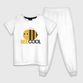 Детская пижама хлопок с принтом Bee Cool в Санкт-Петербурге, 100% хлопок |  брюки и футболка прямого кроя, без карманов, на брюках мягкая резинка на поясе и по низу штанин
 | cool | арт | иллюстрация | насекомое | пчела