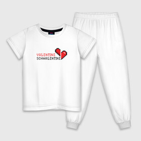Детская пижама хлопок с принтом Schmalentine в Санкт-Петербурге, 100% хлопок |  брюки и футболка прямого кроя, без карманов, на брюках мягкая резинка на поясе и по низу штанин
 | валентин | влюбленный | иллюстрация | пиксель | сердце