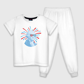 Детская пижама хлопок с принтом Бенджамин в Санкт-Петербурге, 100% хлопок |  брюки и футболка прямого кроя, без карманов, на брюках мягкая резинка на поясе и по низу штанин
 | арт | бенджамин | дипломат | иллюстрация | мужчина | франклин