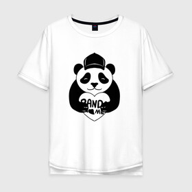 Мужская футболка хлопок Oversize с принтом Panda me. Панда в кепке в Санкт-Петербурге, 100% хлопок | свободный крой, круглый ворот, “спинка” длиннее передней части | panda | животное | медведи | медведь | мишки | панда | панды