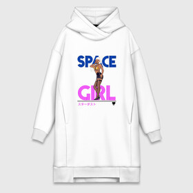 Платье-худи хлопок с принтом SPACE GIRL в Санкт-Петербурге,  |  | space girl | блондинка с хвостиком | космическая девушка | красивая девушка