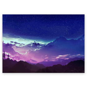 Поздравительная открытка с принтом Звездное небо в Санкт-Петербурге, 100% бумага | плотность бумаги 280 г/м2, матовая, на обратной стороне линовка и место для марки
 | звезды | космос | мир | небо | облака | природа