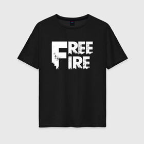 Женская футболка хлопок Oversize с принтом FREEFIRE FF WHITE LOGO (Z) в Санкт-Петербурге, 100% хлопок | свободный крой, круглый ворот, спущенный рукав, длина до линии бедер
 | 111dots studio | battlegrounds | free fire | freefire | game | garena | garena free fire | гарена | игра | игры | киберспорт | королевская битва | мобильная игра | онлайн игра | пабг | фри фаер | фрифаер | экшн